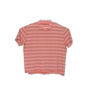 Orvis‎ Men's 2XL Polo, Pima Cotton, Salmon Colored Short Sleeve Striped